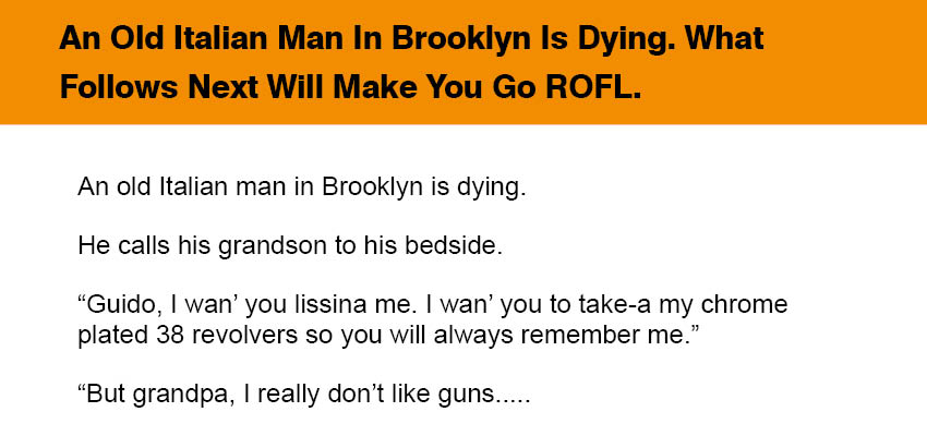 An Old Italian Man In Brooklyn Is Dying