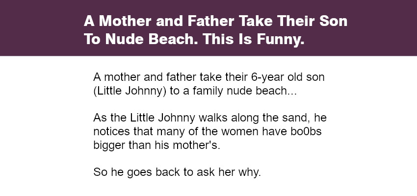 A Mother and Father Take Their Son To Nude Beach.