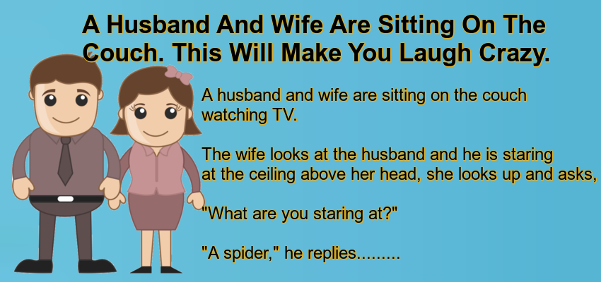 A Husband And Wife Are Sitting On The Couch.