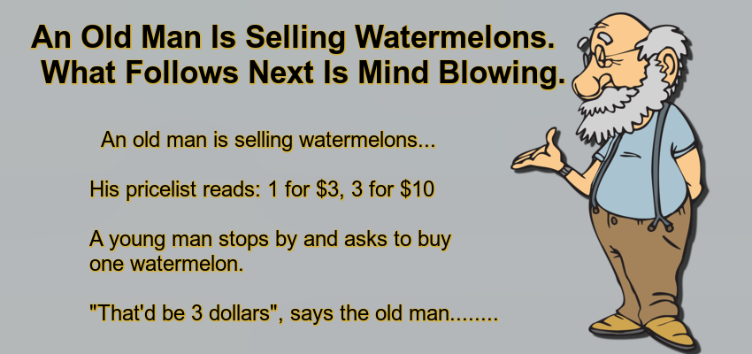 An Old Man Is Selling Watermelons.