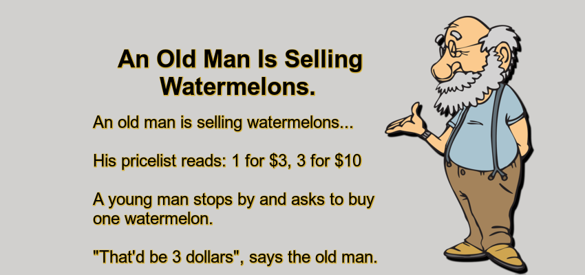 An Old Man Is Selling Watermelons.