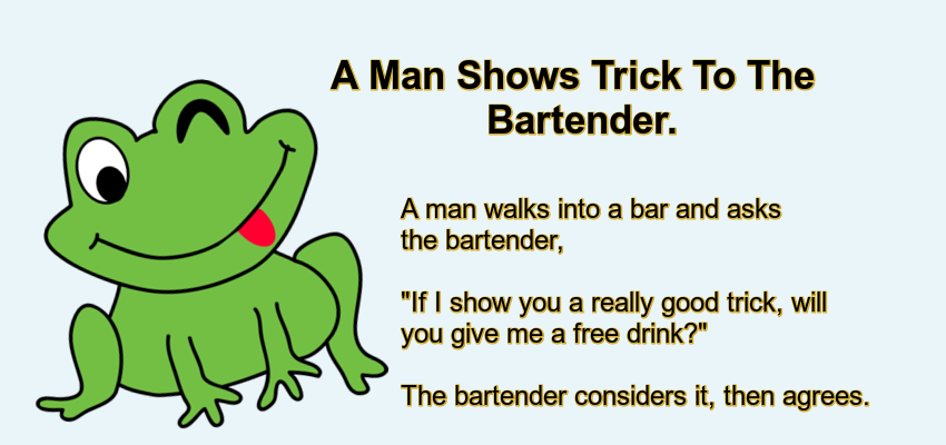 A Man Shows Trick To The Bartender.